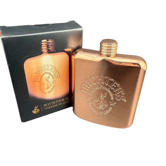 Michters Limited Production Copper-Plated Stainless Steel Flask 6 Oz Curved Desi - Picture 1 of 4